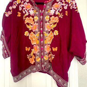 Johnny Was Edyth Floral Embroidered Blouse